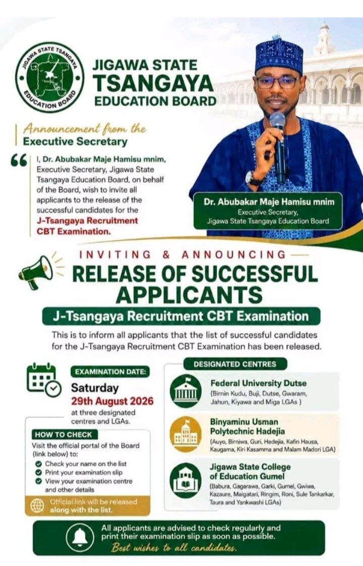 Link to Check J-Tsangaya Successful Candidates for CBT Exams: Exam Date, Centres and How to Check
