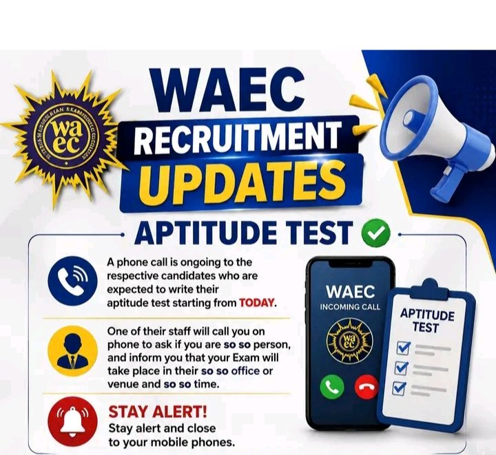 WAEC Recruitment 2026 - Aptitude Test Venue for All States